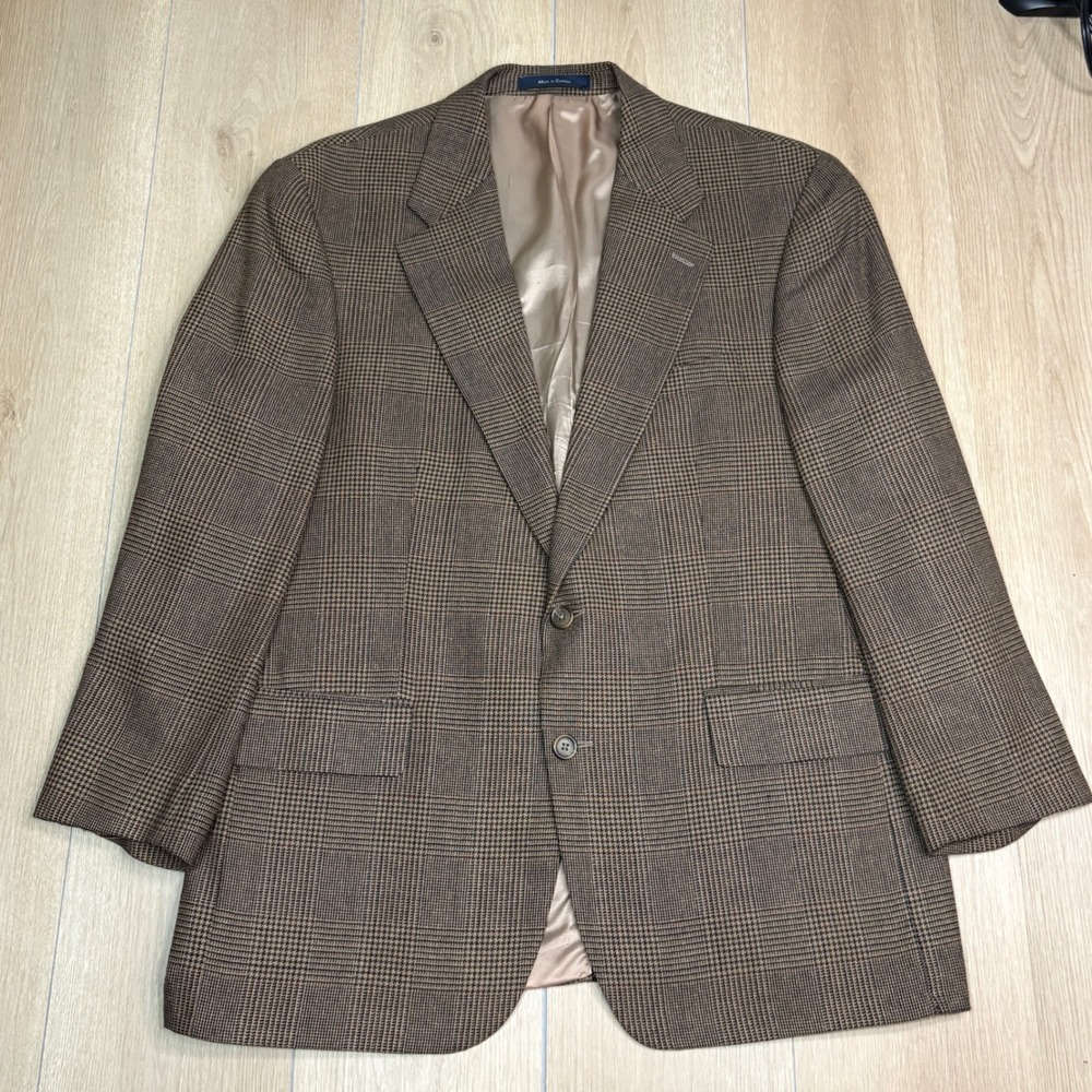 Chaps Ralph Lauren Mens 44R Blazer Silk Wool Brown Glen Plaid Sport Coat Canada